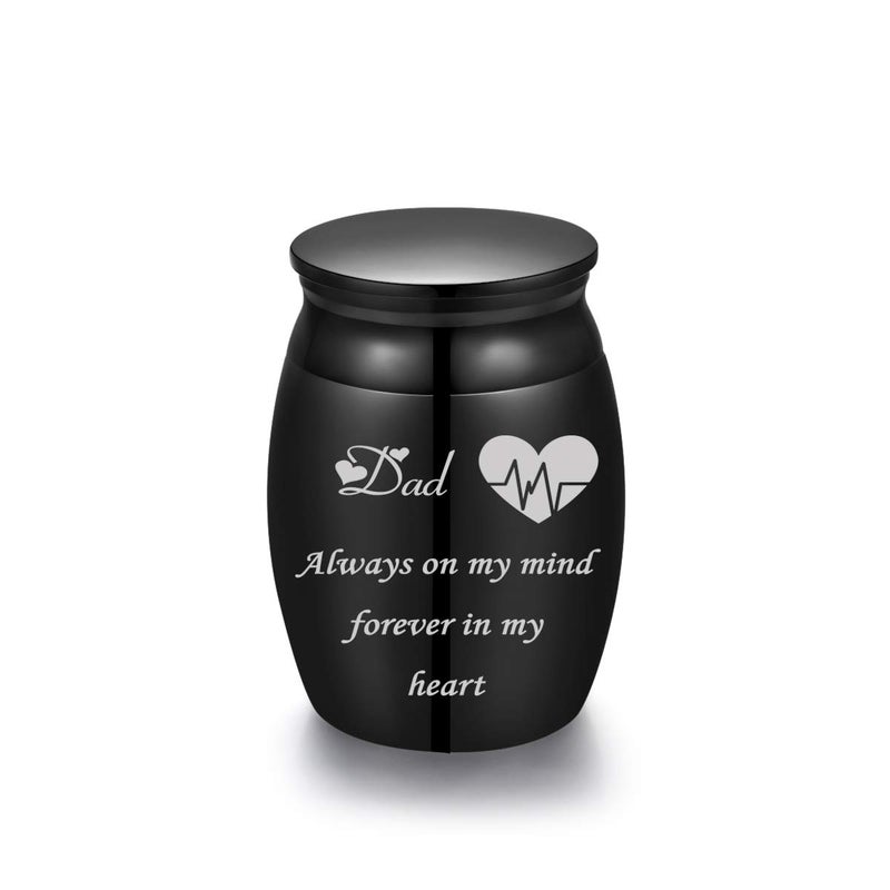 Sunling Mini Stainless Steel Decorative Cremation Keepsake Urns for Ashes 1.57 Inch High Small Funeral Urns Memorial Ashes Holder Share with Familiy Members-Black Color - Image 1
